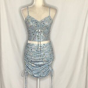 Ditzy Floral Ruched Tank And Skirt Size S